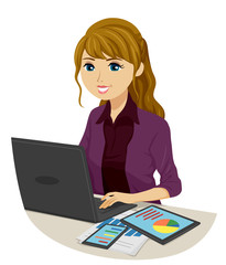 Teen Girl Accounting Course Graphs Illustration