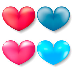 Colorful heart set isolated on white background. Vector illustration.