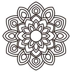 Outline Mandala. Ornamental round doodle flower isolated on white background. Geometric circle element. Vector illustration.