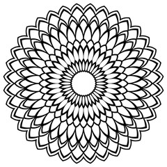 Outline Mandala. Ornamental round doodle flower isolated on white background. Geometric circle element. Vector illustration.