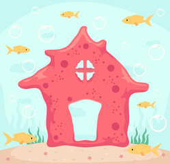 Coral House Fishes Illustration