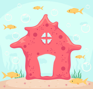 Coral House Fishes Illustration