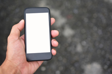 Hand holding smart phone ,mobile phone technology internet online business marketing communication connection mobile app background wireless