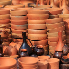 Fototapeta premium Many homemades of clay products