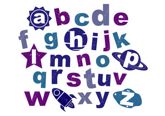 Space Alphabet Small Letters Illustration