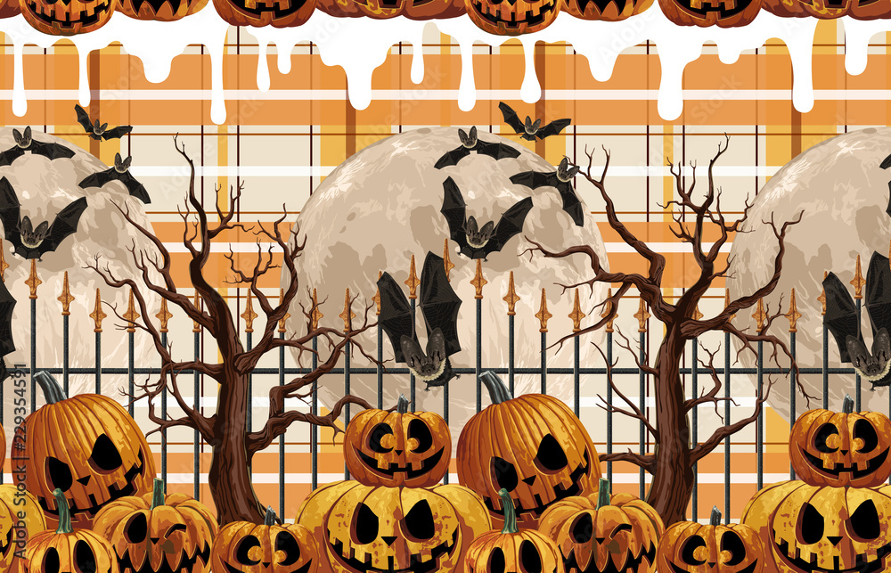 Wall mural halloween seamless pattern. digital design elements for halloween. perfect for decoration, wrapping 
