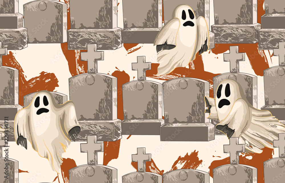 Wall mural halloween seamless pattern. digital design elements for halloween. perfect for decoration, wrapping 