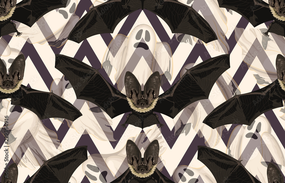Wall mural halloween seamless pattern. digital design elements for halloween. perfect for decoration, wrapping 