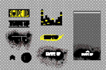 Swipe up. Icon set for stories vector. Stories swipe button. Spray graffiti stencil template. Up arrows. Vector illustration isolated on transparent background. © o_du_van