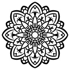 Outline Mandala. Ornamental round doodle flower isolated on white background. Geometric circle element. Vector illustration.