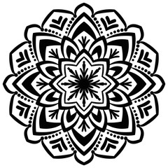 Outline Mandala. Ornamental round doodle flower isolated on white background. Geometric circle element. Vector illustration.