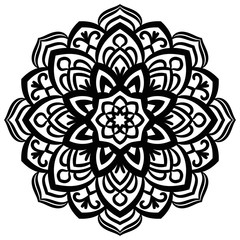 Outline Mandala. Ornamental round doodle flower isolated on white background. Geometric circle element. Vector illustration.