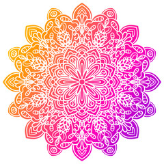 Colorful Mandala. Ornamental round doodle flower isolated on white background. Geometric circle element. Vector illustration.