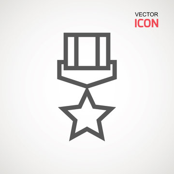 Military reward medal icon, vector sign, pictogram isolated on white. Symbol, logo illustration