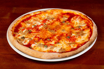 Pizza with beef