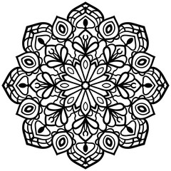 Outline Mandala. Ornamental round doodle flower isolated on white background. Geometric circle element. Vector illustration.