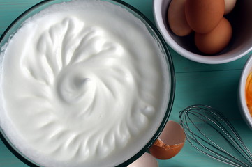 egg whites whipped into a large foam