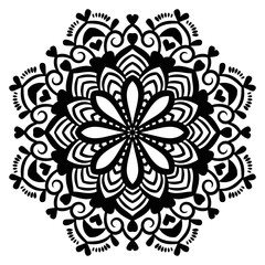 Mandala. Ornamental round doodle flower isolated on white background. Geometric circle element. Vector illustration.