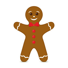 Vector gingerbread man for Christmas holiday. Cookie, biscuit
