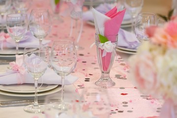 Buffet reception, decorations and table setting for a holiday