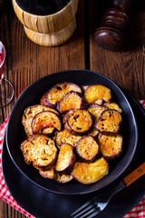 Melitzanes Tiganites - fried aubergines in the Greek style.