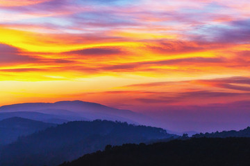 sunset in the mountains