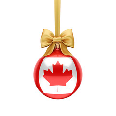 3D rendering Christmas ball with the flag of Canada