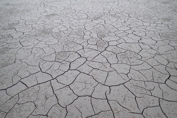 Dry cracked earth, the bottom of the lake
