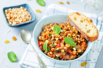Sicilian Eggplant pine nuts Caponata