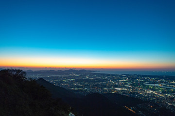 皿倉山展望台から眺める夕暮れ