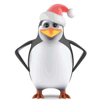 Vector 3d Santa penguin with hands on hips
