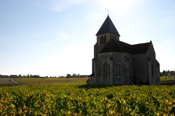 Chablis,France-October 16, 2018: Golden Gate of Burgundy, village of Chablis in Bourgogne region,...