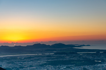 皿倉山展望台から眺める夕暮れ