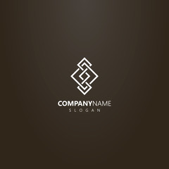 white logo on a black background. simple vector line art logo of rhombus element of the Scandinavian pattern