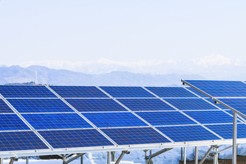  Solar power panels ,Photovoltaic modules for innovation green energy for life with blue sky...