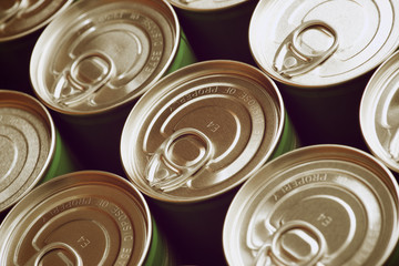 Cans close up