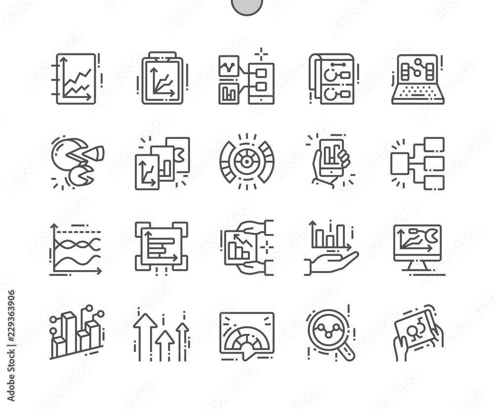 Poster graphic dashboard well-crafted pixel perfect vector thin line icons 30 2x grid for web graphics and 
