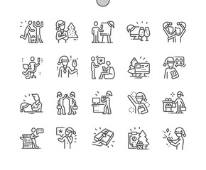 Businesspeople Celebrate Merry Christmas And Happy New Year Well-crafted Pixel Perfect Vector Thin Line Icons 30 2x Grid for Web Graphics and Apps. Simple Minimal Pictogram