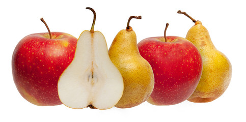 Apples and pears
isolated on white