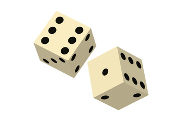 Par de dados blancos.