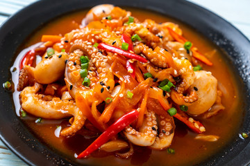 stir-fried octopus or squid with Korean spicy paste (osam bulgogi)
