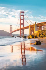 Poster Golden Gate Bridge bij zonsondergang, San Francisco, Californië, VS © JFL Photography
