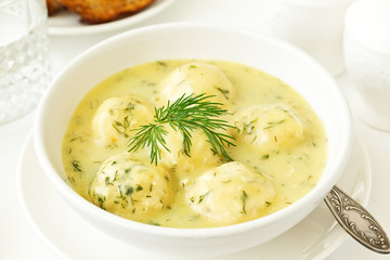chicken meatballs in creamy sauce. Dietary food.