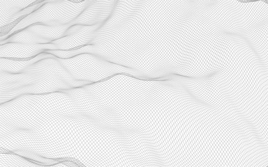 Abstract landscape on a white background. Cyberspace grid. Hi-tech network. 3d technology illustration