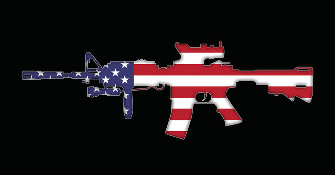 Rifle with American flag painted on