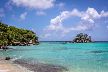 Beautiful beach in island of Mahe in Seychelles, the main island of the country