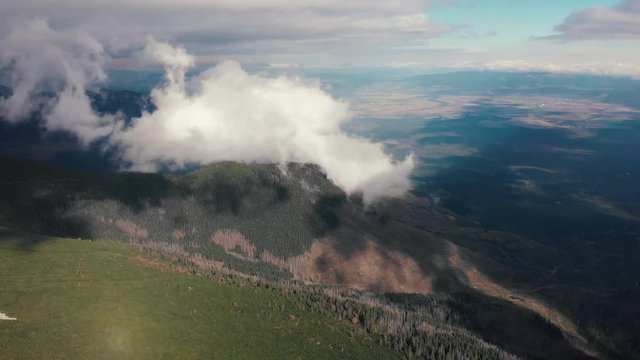 Clouds in Slovakia mountains drone shot