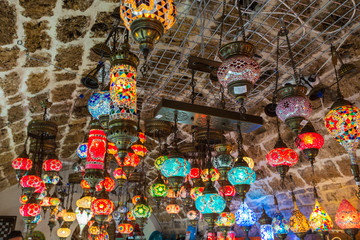 Oriental lamps in vintage store of Kotor