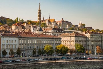 Fisherman's bastion in Budapest city area view