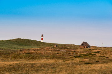 Lightouse on dune on Sylt island. Germany.